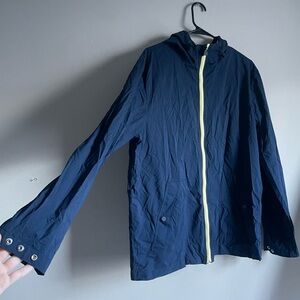 Hunter for Target Brand Blue Rain Jacket with Neon Yellow Detail